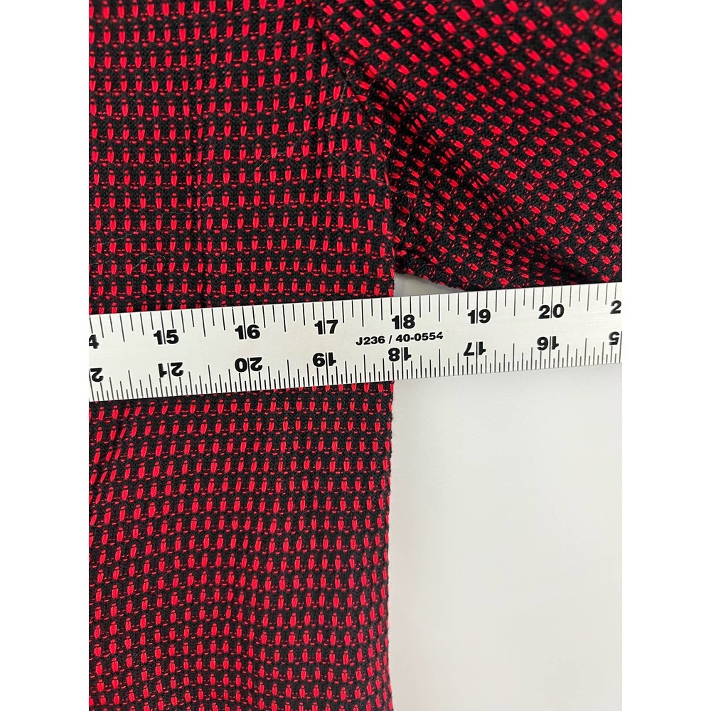 Ming Red Black top Zipper Sweater V-Neck Long Sleeves Color Block XXS - Picture 5 of 7